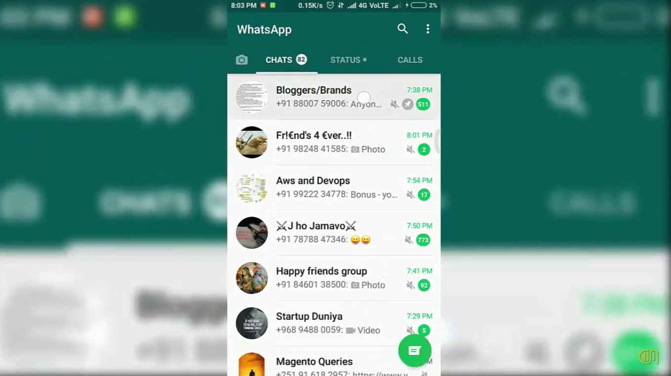 WhatsApp pinned chat feature
